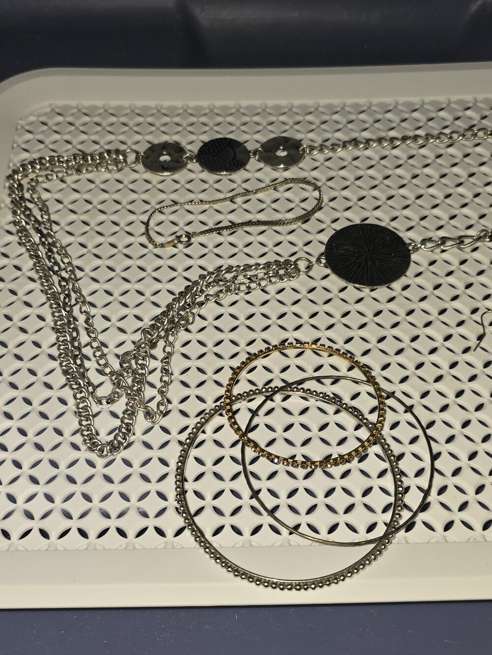 Silver and Gold Mixed Metal Women's Necklace & Bangle Set